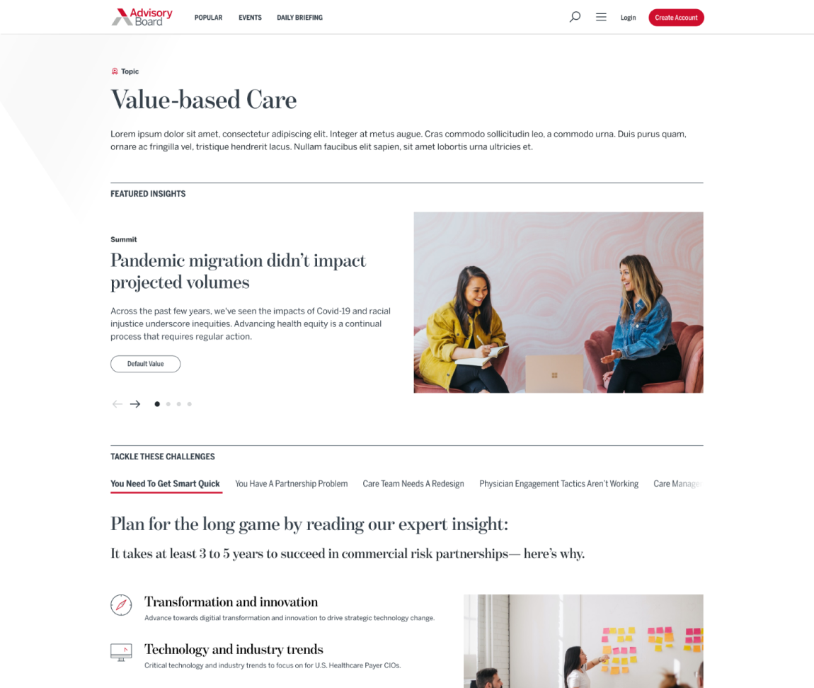 Advisory.com desktop redesign