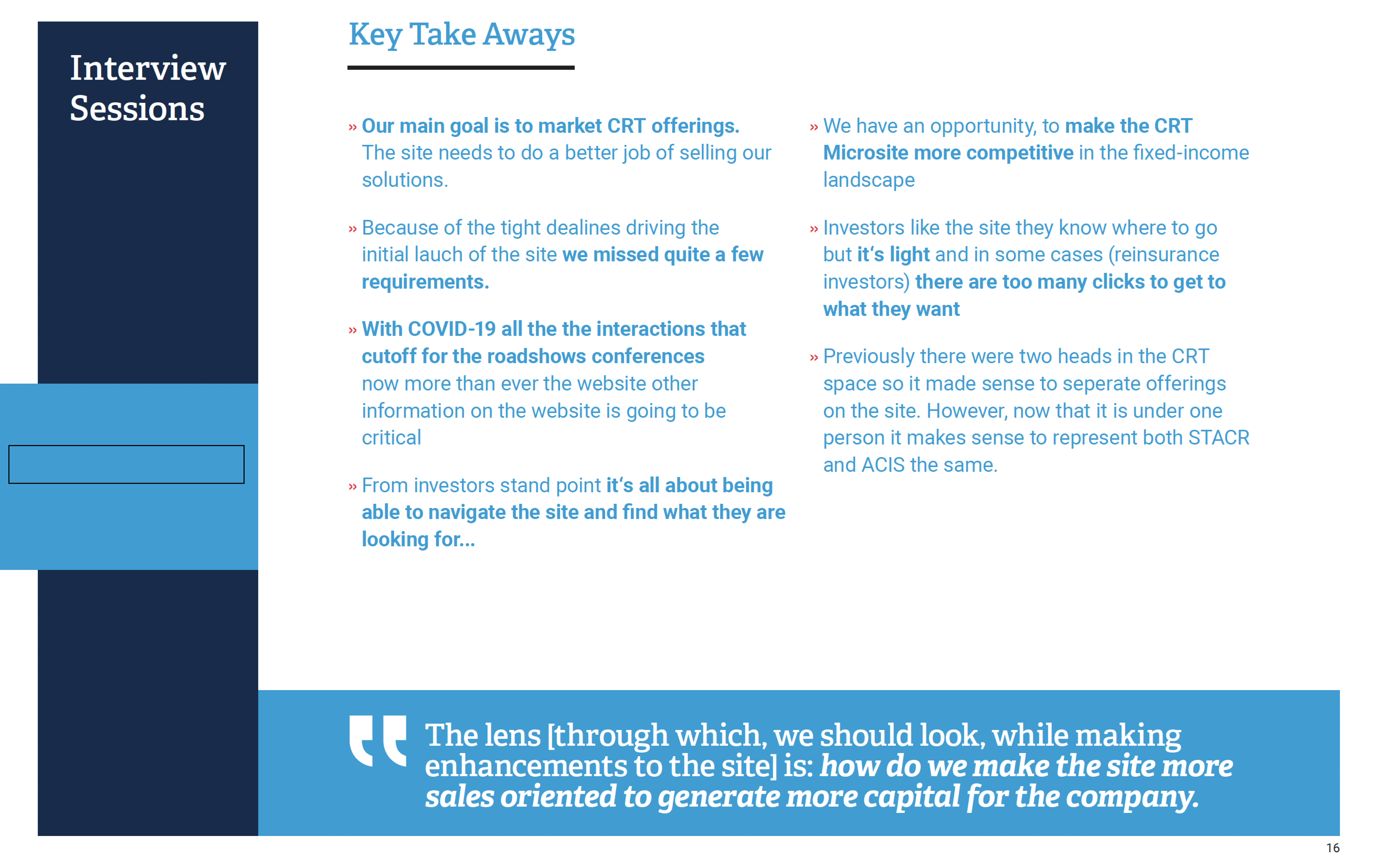 Interview summary from findings deck