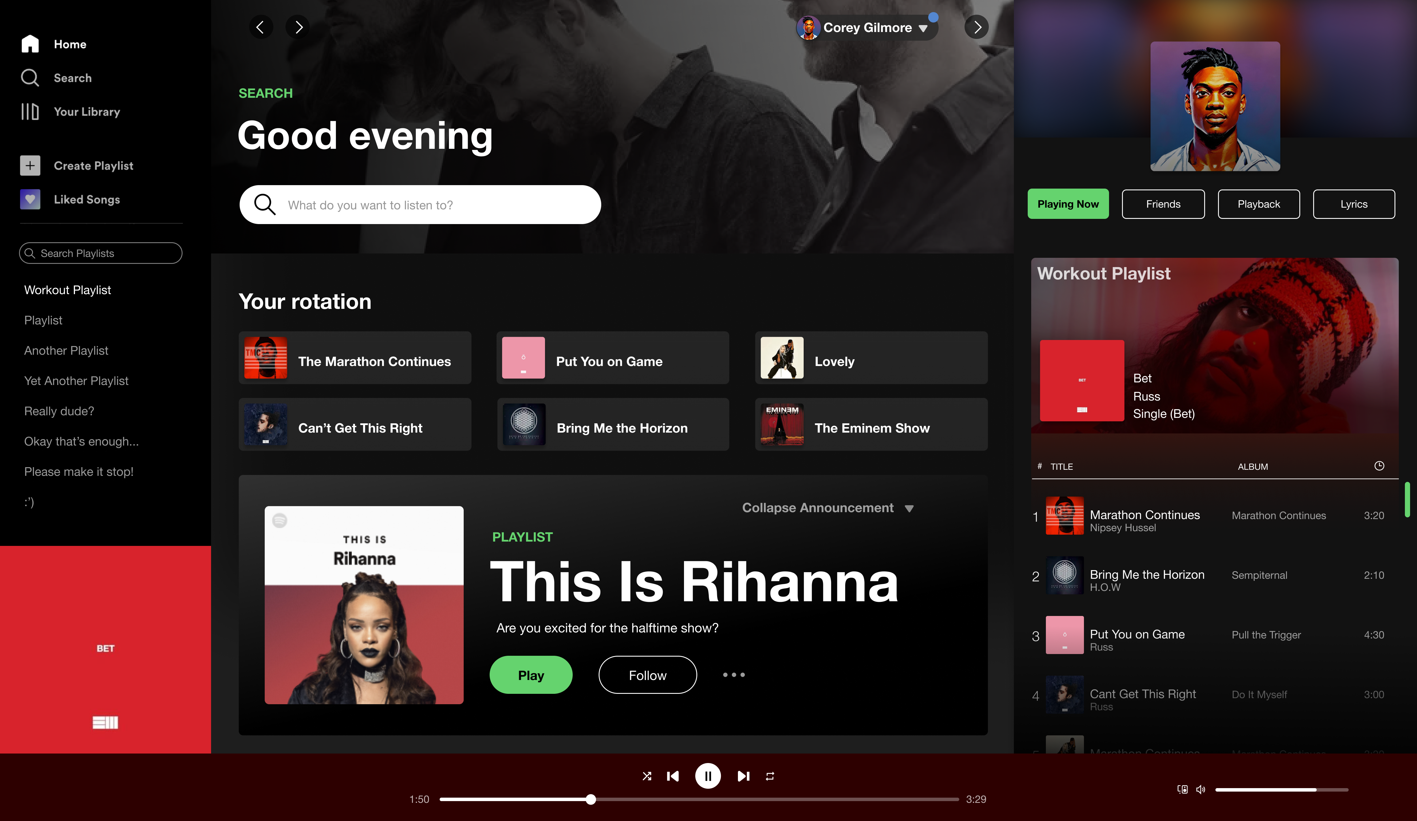 Spotify redesign screen 1