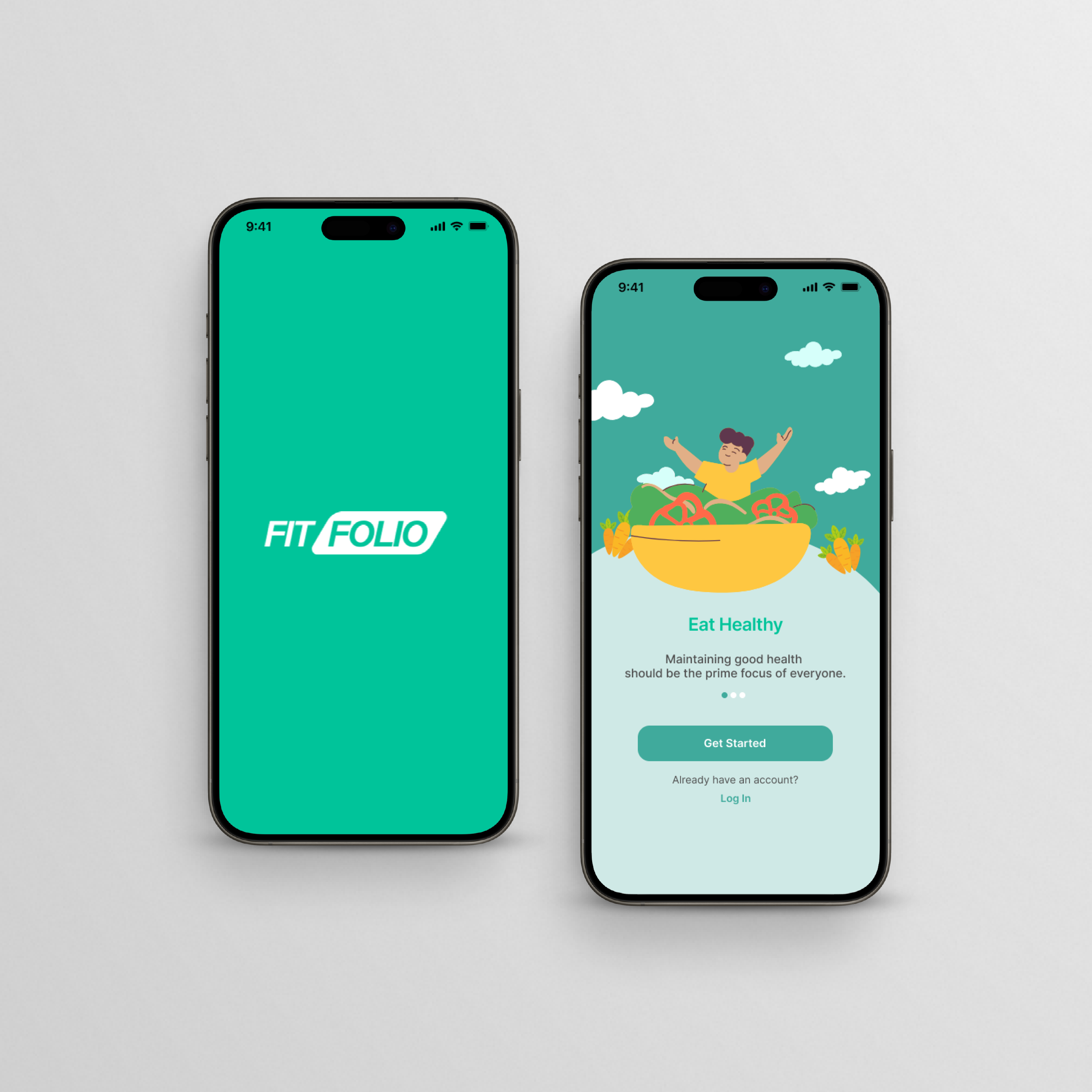 FitFolio health and fitness app design