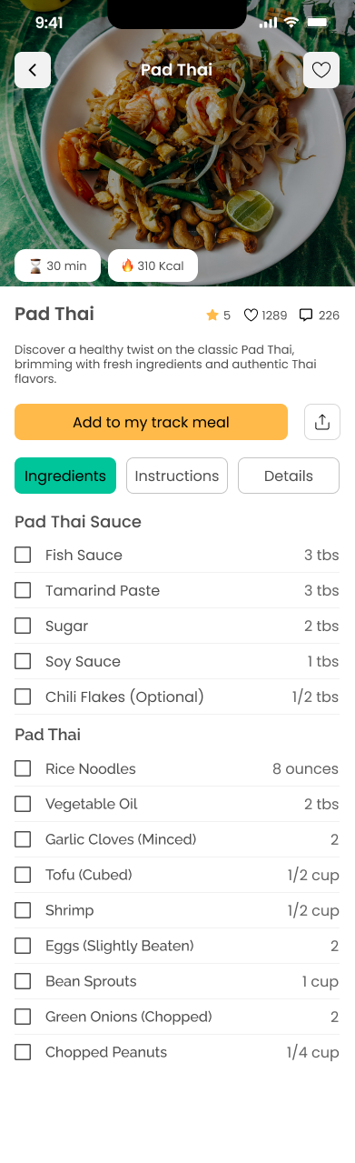 High-fidelity prototype key screens
