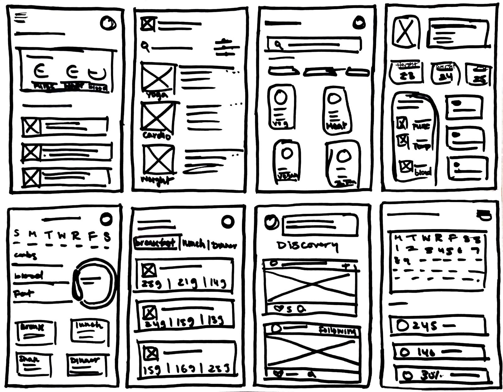 Crazy 8s brainstorming sketches