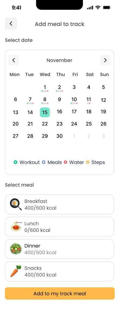 High-fidelity screen: home dashboard