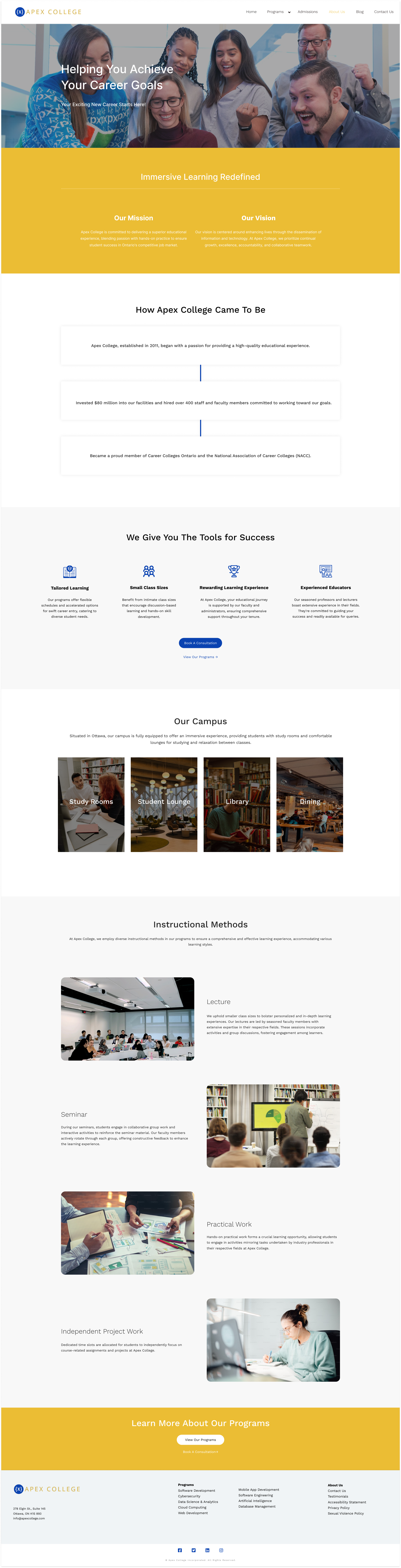 Redesigned programs page mockup