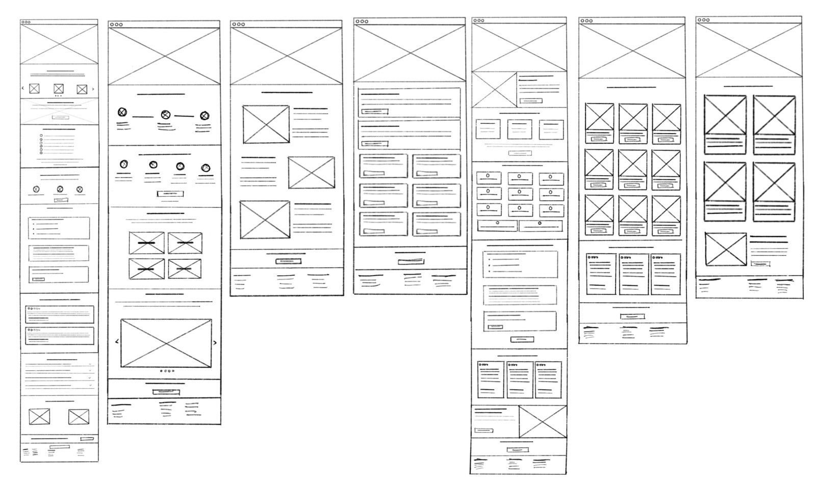 Hand-drawn sketches for the redesigned layout