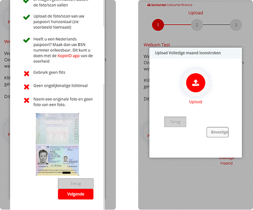 Mobile view of the original Dutch ID multi-step modal, step 1 and step 2