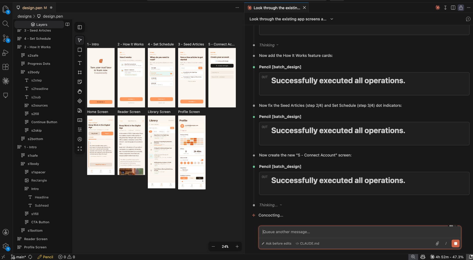 Design ↔ code two-way sync workflow with Pencil.dev